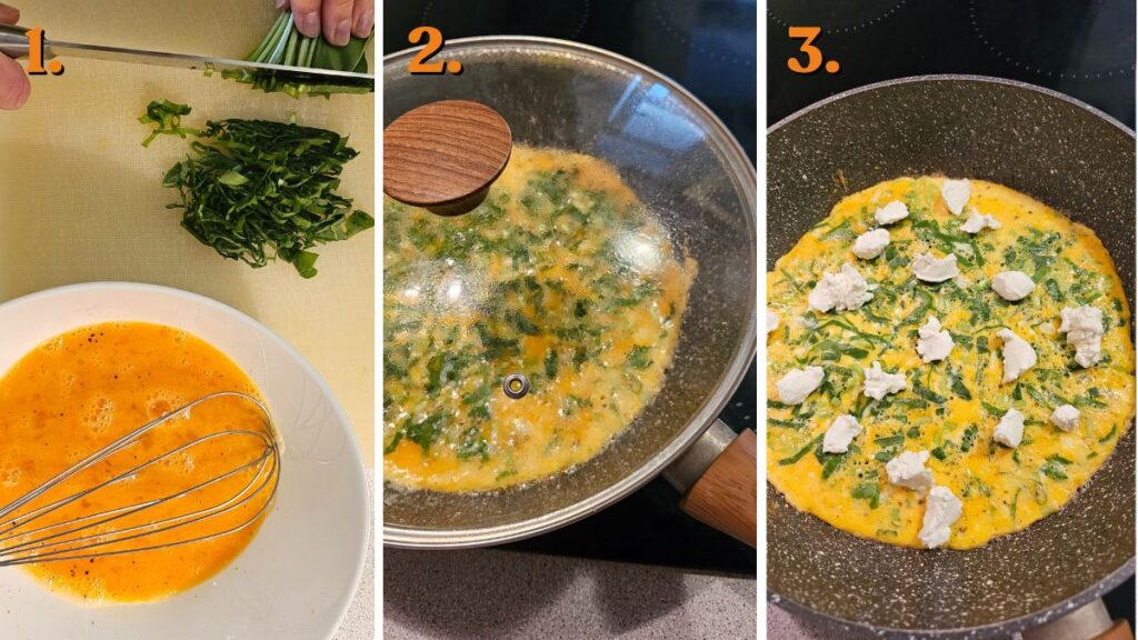 priprema i kuhanje jaja s medvjeđim lukom i svježim sirom